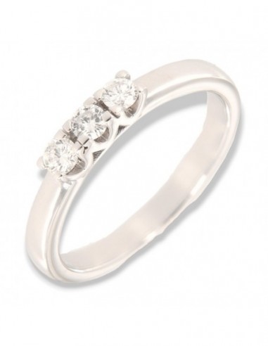 Anello Oro Bianco Trilogy 0,31 Carati Modello Castone a V [1e12fd87]