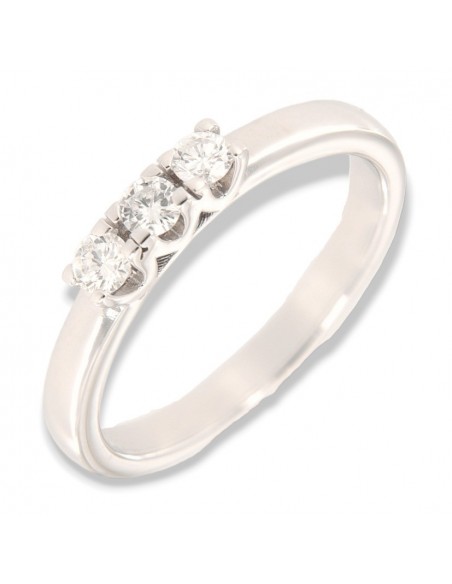 Anello Oro Bianco Trilogy 0,31 Carati Modello Castone a V [1e12fd87]