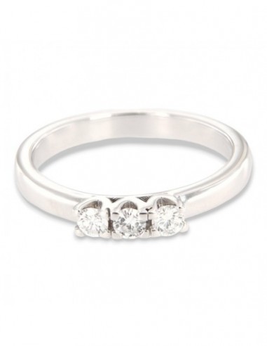 Anello Oro Bianco Trilogy 0,31 Carati Modello Castone a V [75793890]