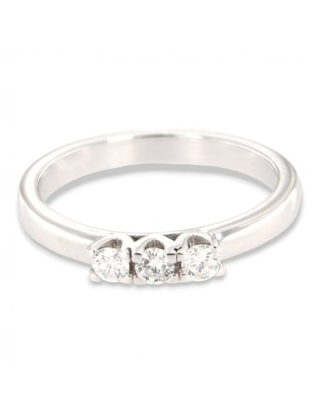 Anello Oro Bianco Trilogy 0,31 Carati Modello Castone a V [75793890]