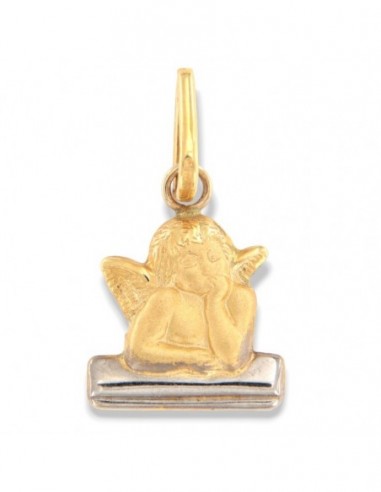 Ciondolo Oro Giallo Putto Rilievo Su Oro Bianco [e63b44a0]