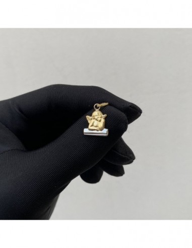 Ciondolo Oro Giallo Putto Rilievo Su Oro Bianco [1eef2370]