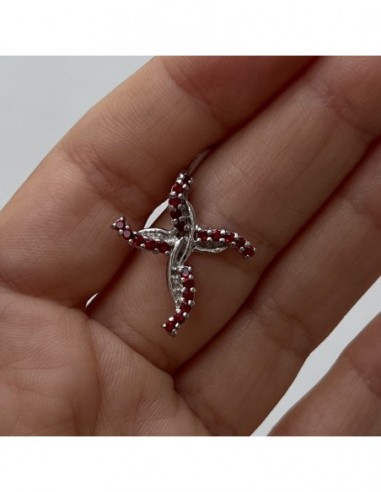 CIONDOLO ARGENTO RODIATO CROCE INTRECCIATA CON ZIR [d381fa47]