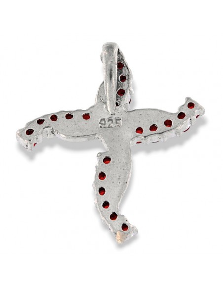 CIONDOLO ARGENTO RODIATO CROCE INTRECCIATA CON ZIR [649c3b43]
