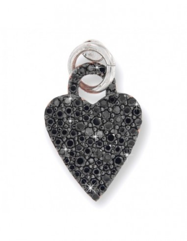 CIondolo Argento Rodiato Cuore ZIrconi Neri [3e76c6c4]