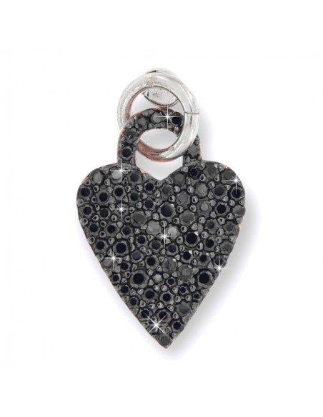 CIondolo Argento Rodiato Cuore ZIrconi Neri [3e76c6c4]