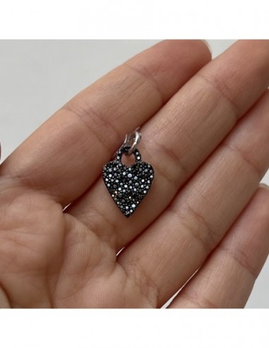 CIondolo Argento Rodiato Cuore ZIrconi Neri [5d4fb479]