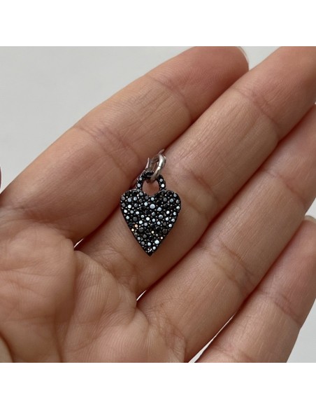 CIondolo Argento Rodiato Cuore ZIrconi Neri [5d4fb479]