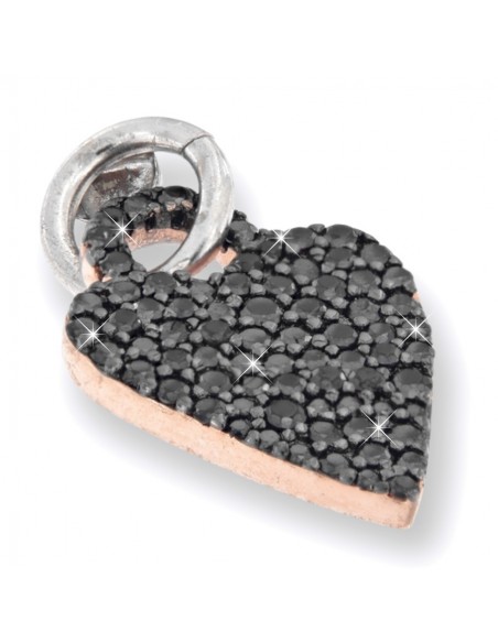 CIondolo Argento Rodiato Cuore ZIrconi Neri [ea52757d]