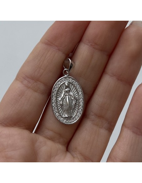Ciondolo Argento Rodiato Madonna Miracolosa 23MM [c1d76129]