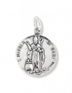 Ciondolo Argento Rodiato Piastra Tonda San Nicola [1692673a]