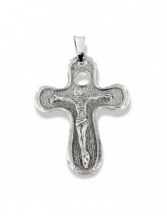 CIONDOLO ARGENTO RODIATO CROCE BORDI TONDI [7c20044d]