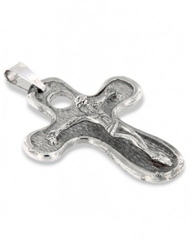 CIONDOLO ARGENTO RODIATO CROCE BORDI TONDI [0ba3e2a5]