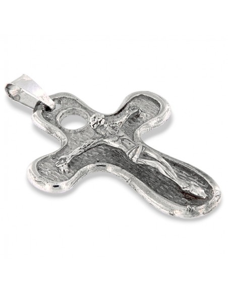 CIONDOLO ARGENTO RODIATO CROCE BORDI TONDI [0ba3e2a5]