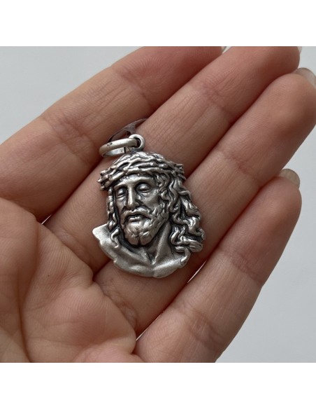 Ciondolo Argento Brunito Testa di Gesù Cristo [11eb54ef]