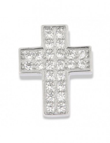 Ciondolo Argento Rodiato Croce Con Zirconi Bianchi [978ec4c2]