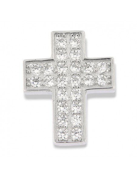Ciondolo Argento Rodiato Croce Con Zirconi Bianchi [978ec4c2]