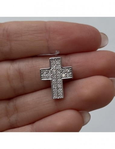 Ciondolo Argento Rodiato Croce Con Zirconi Bianchi [95cb496d]