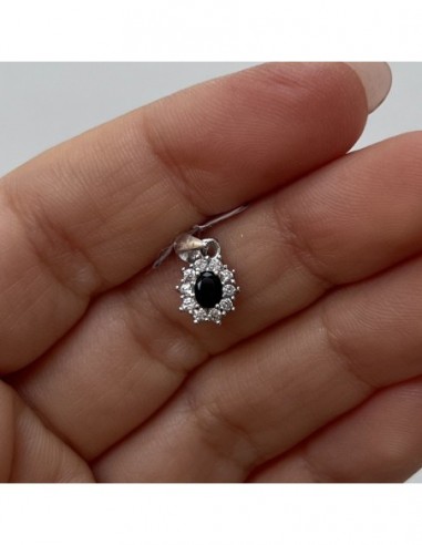 Ciondolo Argento Rodiato Principessa Nera 4x3MM [172b6410]