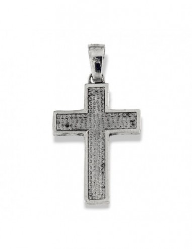 CIONDOLO ARGENTO RODIATO CROCE SMALTATA BLU E CENT [664a130b]