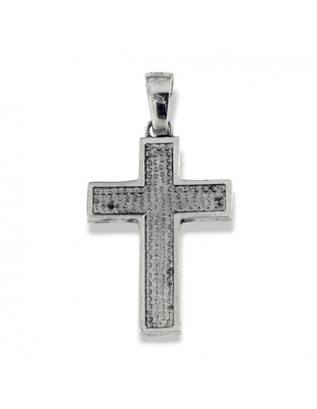 CIONDOLO ARGENTO RODIATO CROCE SMALTATA BLU E CENT [664a130b]