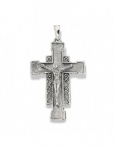 CIONDOLO ARGENTO RODIATO CROCE PIATTA BASSO [a5064740]