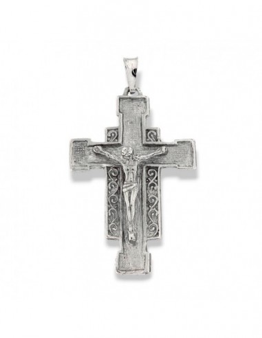 CIONDOLO ARGENTO RODIATO CROCE PIATTA BASSO [a5064740]