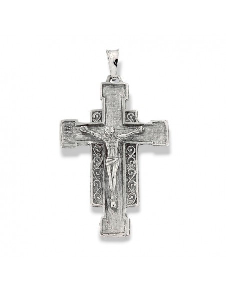 CIONDOLO ARGENTO RODIATO CROCE PIATTA BASSO [a5064740]