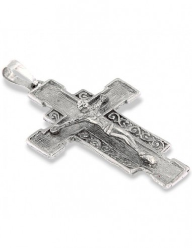 CIONDOLO ARGENTO RODIATO CROCE PIATTA BASSO [82568ba7]