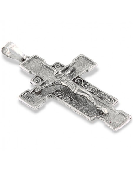 CIONDOLO ARGENTO RODIATO CROCE PIATTA BASSO [82568ba7]