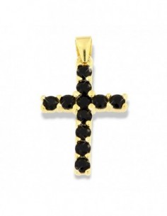 Ciondolo Argento Dorato Croce Con Zirconi Neri 2,5 [4bf8c0d1]