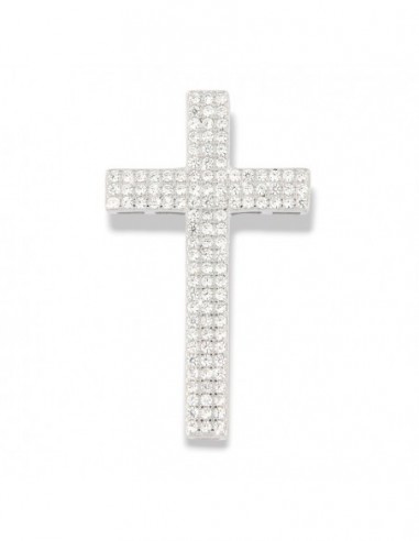 Ciondolo Argento Rodiato Croce Con Zirconi 30x18 [4ea887cf]