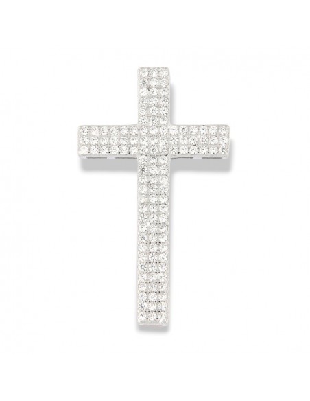 Ciondolo Argento Rodiato Croce Con Zirconi 30x18 [4ea887cf]