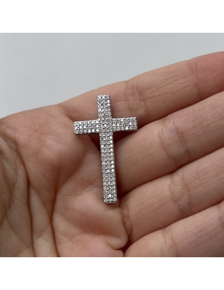 Ciondolo Argento Rodiato Croce Con Zirconi 30x18 [1c3e206f]