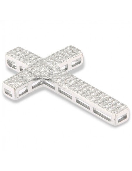 Ciondolo Argento Rodiato Croce Con Zirconi 30x18 [ab23e16b]