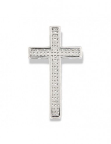 Ciondolo Argento Rodiato Croce Con Zirconi 30x18 [ae73a675]