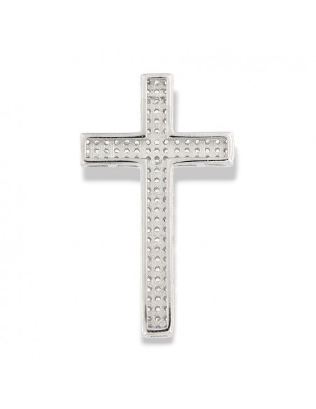 Ciondolo Argento Rodiato Croce Con Zirconi 30x18 [ae73a675]