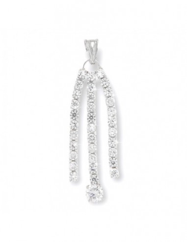 Ciondolo Argento Rodiato Ciuffo Zirconi Bianchi [83cb89fc]