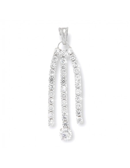 Ciondolo Argento Rodiato Ciuffo Zirconi Bianchi [83cb89fc]