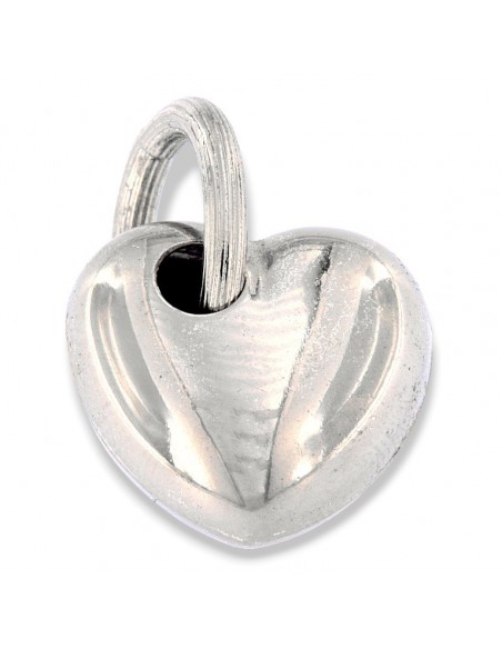 Ciondolo Argento Cuore Bombato 3D Foro Laterale [3d3f0221]