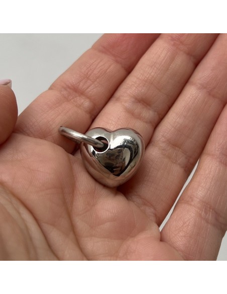 Ciondolo Argento Cuore Bombato 3D Foro Laterale [9fcb6d0a]