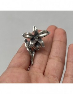 Ciondolo Argento Rodiato Spilla FIore [44059b57] 2