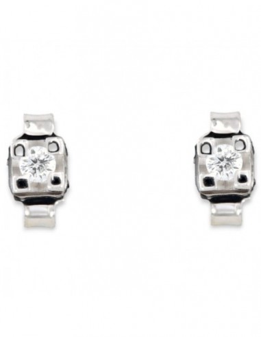 ORECCHINI ORO BIANCO E DIAMANTI 0,08 CON CASTONE QUADRO [24a402c7]