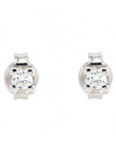 ORECCHINI ORO BIANCO DIAMANTI 0,18 CASTONE QUADRO [456f49ec]