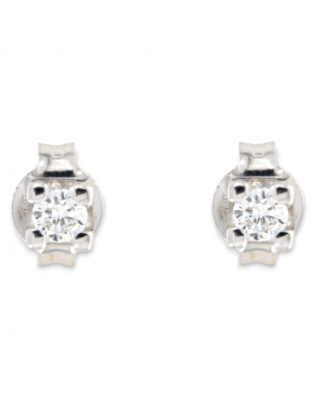 ORECCHINI ORO BIANCO DIAMANTI 0,18 CASTONE QUADRO [456f49ec]