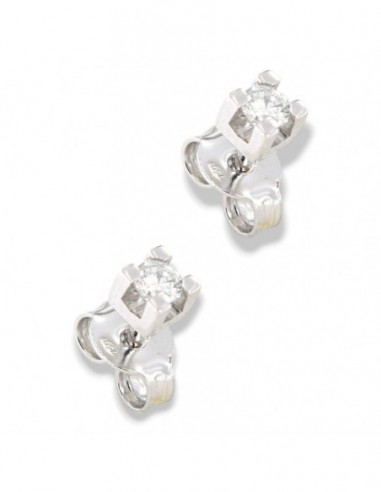 ORECCHINI ORO BIANCO DIAMANTI 0,18 CASTONE QUADRO [cd7aa69f]