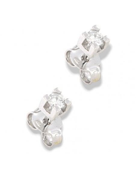 ORECCHINI ORO BIANCO DIAMANTI 0,18 CASTONE QUADRO [cd7aa69f]