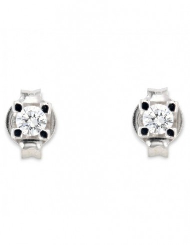 ORECCHINI ORO BIANCO DIAMANTI 0,20 CASTONE QUADRO [f27288e8]