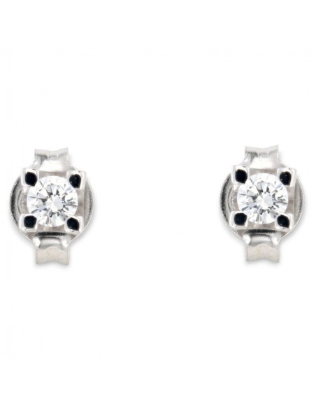 ORECCHINI ORO BIANCO DIAMANTI 0,20 CASTONE QUADRO [f27288e8]