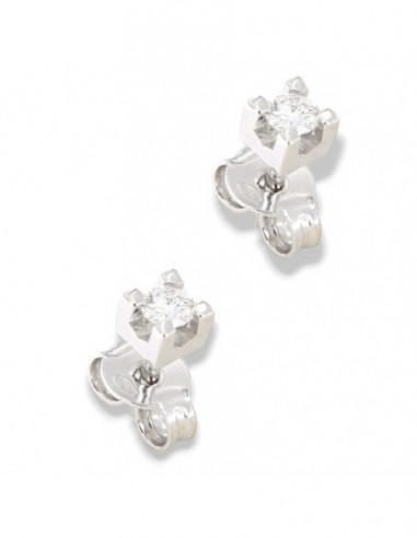 ORECCHINI ORO BIANCO DIAMANTI 0,20 CASTONE QUADRO [4ad67e9e]